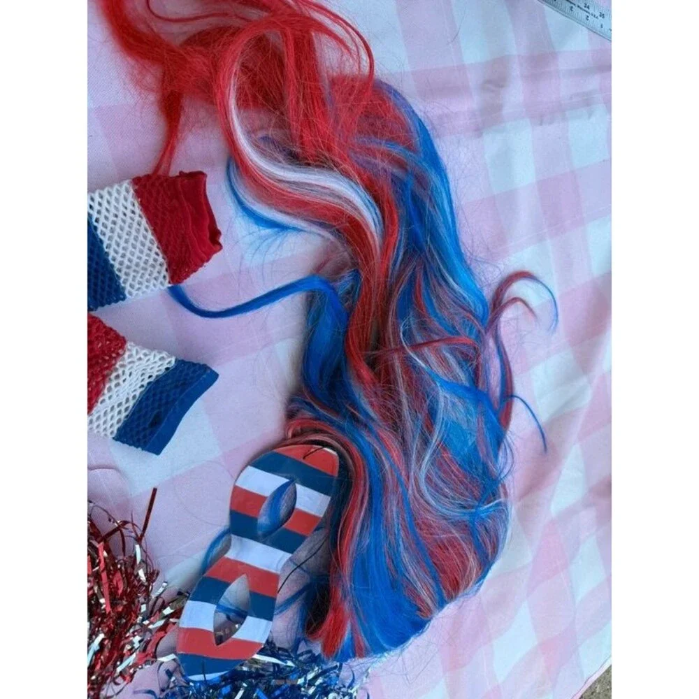 USA America costume wig and accessories lot